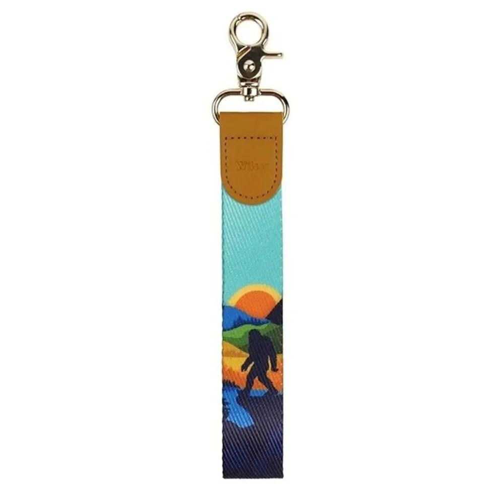 Bigfoot Scene Keychain Strap Sasquatch Keyring Backpack School Yeti key chain